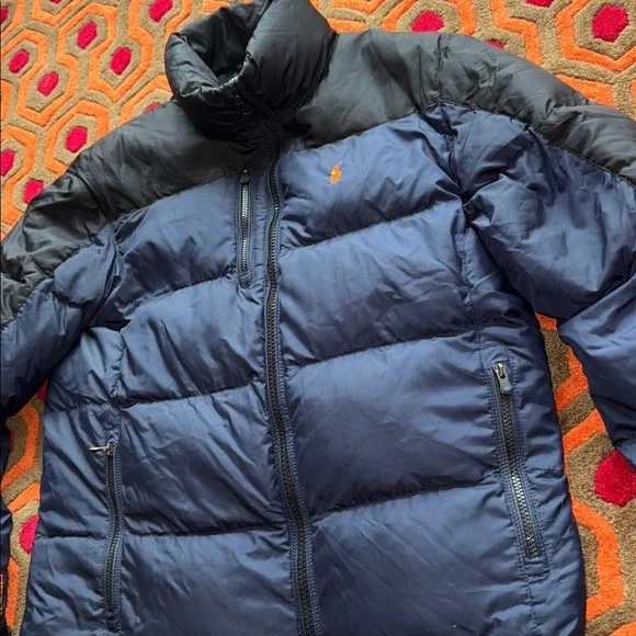 MAKE OFFER RL/250 Polo by Ralph Lauren Men's Black and Navy Puffer Jacket Medium - Picture 3 of 13